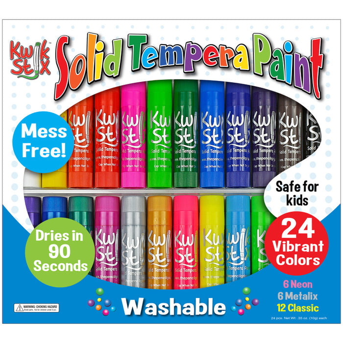 Kwik Stix TPG604 Solid Tempera Paint Stick, Classic, Neon & Metallic Colors, Set of 24