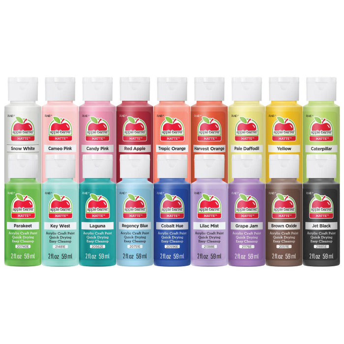 Apple Barrel APPPROMOTCK Acrylic Paint Set, 2oz., Trend Colors, 18-Piece Set