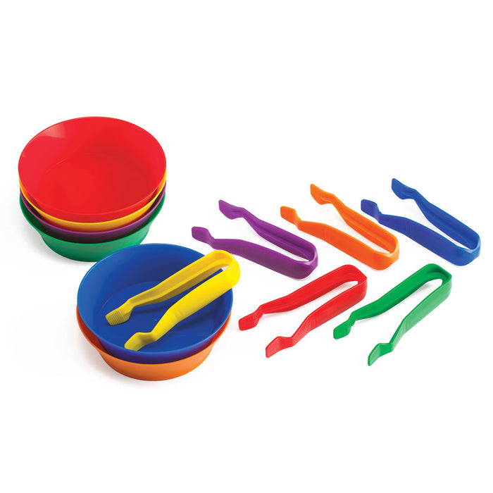 edxeducation CTU13905 Sorting Bowls & Tweezers - Set of 12 - 18m+ - 6 Colors