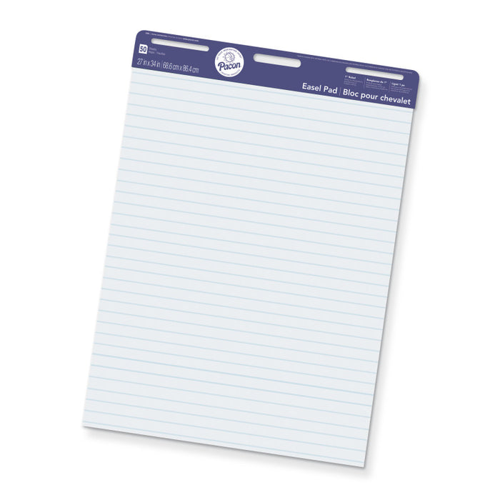 Pacon PAC3386 Easel Pad, Non-Adhesive, White, 1" Ruled 27" x 34", 50 Sheets