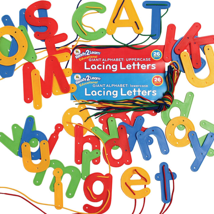 READY 2 LEARN CE-6903 Lacing Alphabet - Uppercase and Lowercase - Set of 52