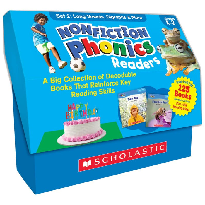Scholastic Teaching Solutions SC-9781338894707 Nonfiction Phonics Readers: Long Vowels, Digraphs & More, Multiple-Copy Set, 125 Books