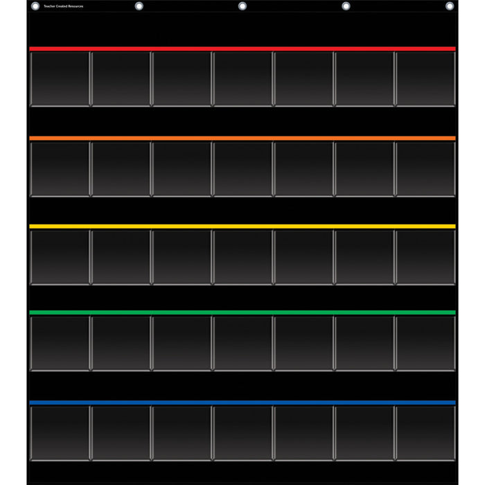 Teacher Created Resources TCR20844 Black Storage Pocket Chart, 35 Pockets, 32.5" x 63.5"