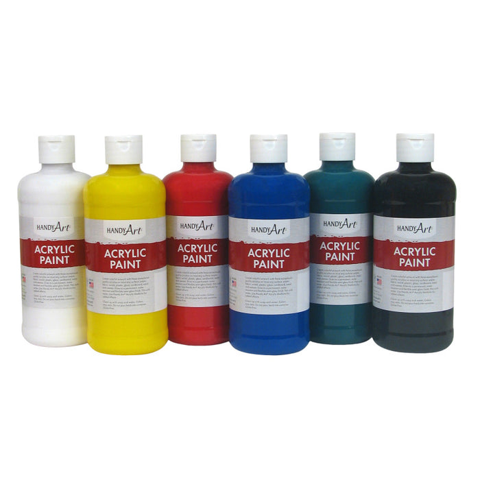 Handy Art RPC881055 Acrylic Paint, Assorted Colors, 16 oz, Set of 6