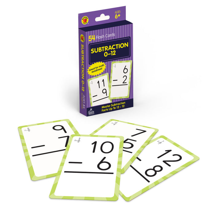 Brighter Child CD-0769677215 Subtraction 0 to 12 Flash Cards, 54 Cards