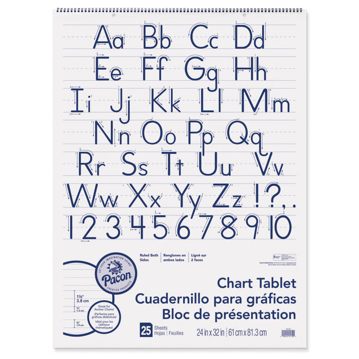 Pacon PAC74710 Chart Tablet, Manuscript Cover, 1-1/2" Ruled, 24" x 32", 25 Sheets