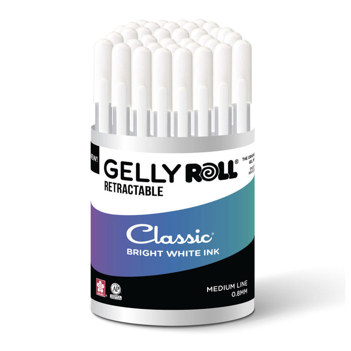 Sakura SAK50627 Retractable Classic Gel Pens, 08 Medium Point, White, 36-Piece Pack in Display Cup