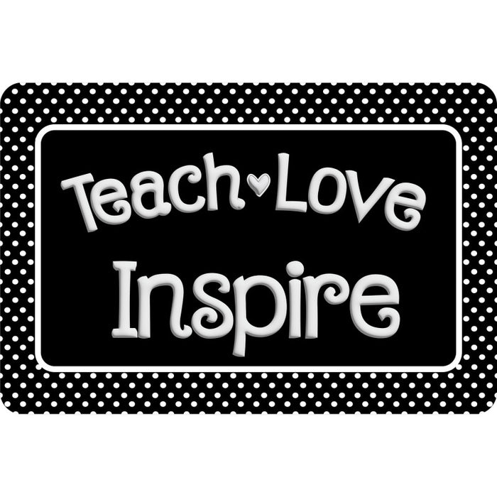 Ashley Productions ASH12545 The Original Fun Mat Computer Mouse Pad, 11.75x8 in, Teacher Inspiration, Teach Love Inspire, Black and White Dots Pattern