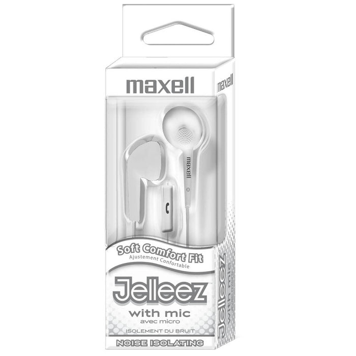 Maxell MAX199728 Jelleez&trade; Soft Earbuds with Mic, White