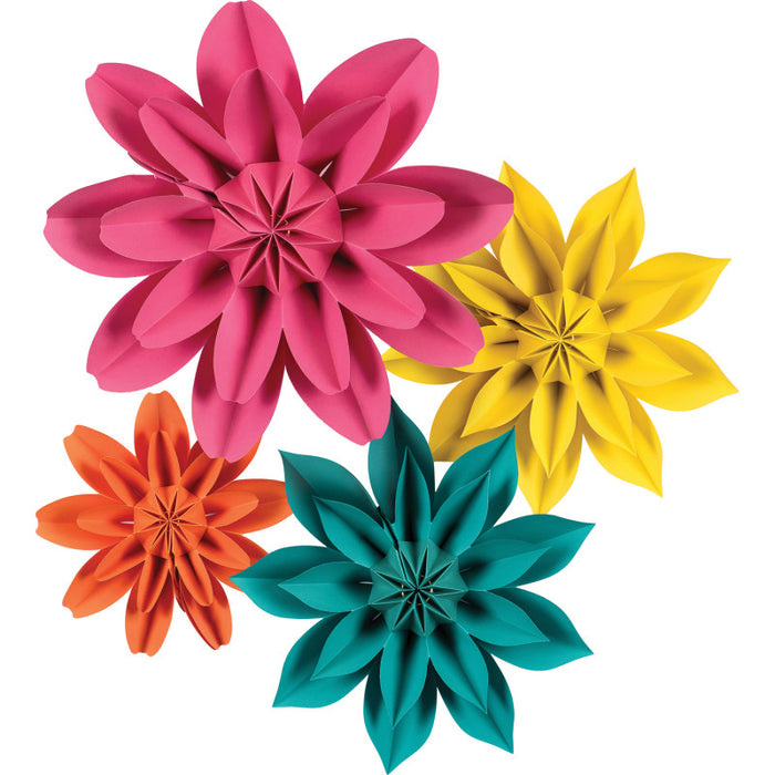 Teacher Created Resources TCR8545 Beautiful Brights Paper Flowers, Pack of 4