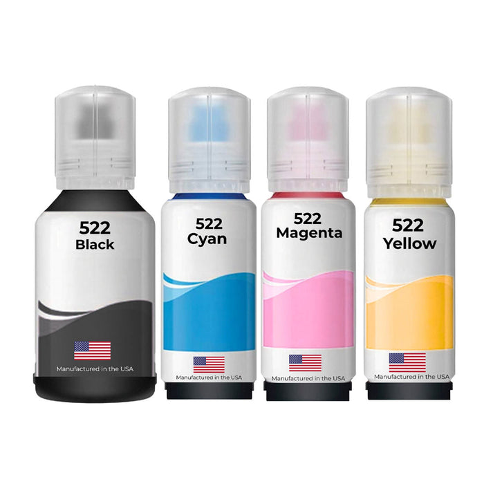 Replacement Ink Bottles For Epson 522 140ml Black and 3 Color 70ml Combo 4-Pack