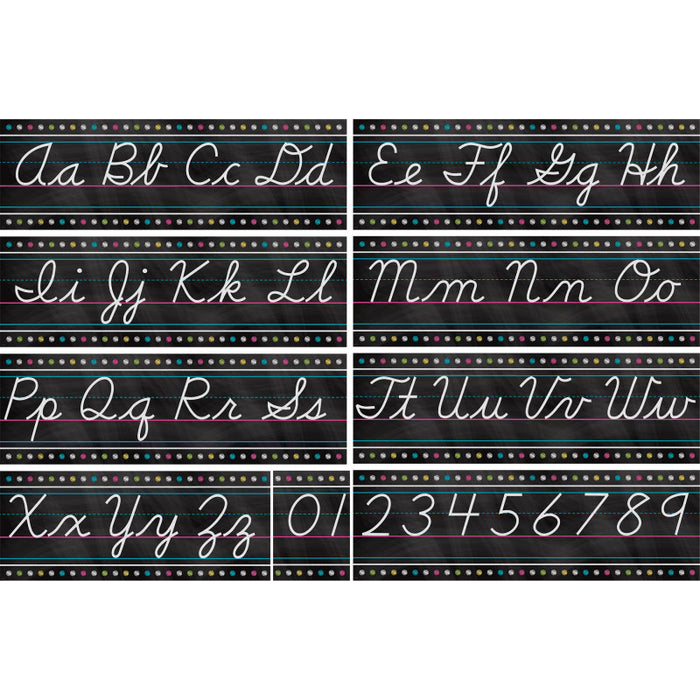 Teacher Created Resources TCR5858 Chalkboard Brights Cursive Writing Bulletin Board Display Set