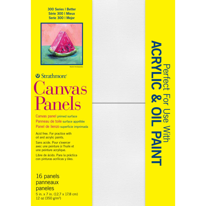 Strathmore STTP31105 300 Series Canvas Panels, 5x7 inch, 16 Pack