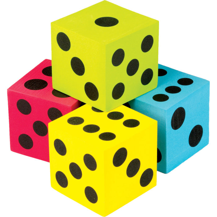 Teacher Created Resources TCR20810 Foam Colorful Jumbo Dice, 2-1/2", Pack of 4