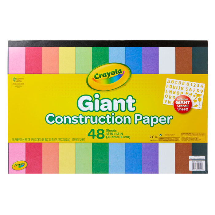 Crayola BIN990055 Giant Construction Paper Pad with Stencils, 48 Sheets