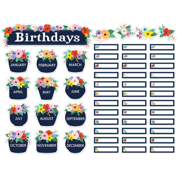 Teacher Created Resources TCR6704 Wildflowers Birthdays Mini Bulletin Board Set, 53 Pieces