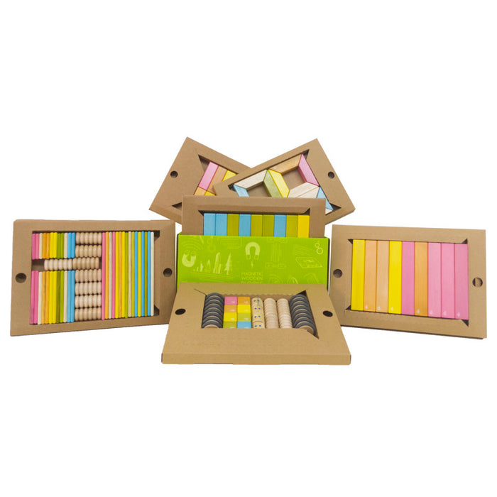 Tegu TEGK12001SJG Classroom Mgnetic Wooden Block Kit, 130 Pieces