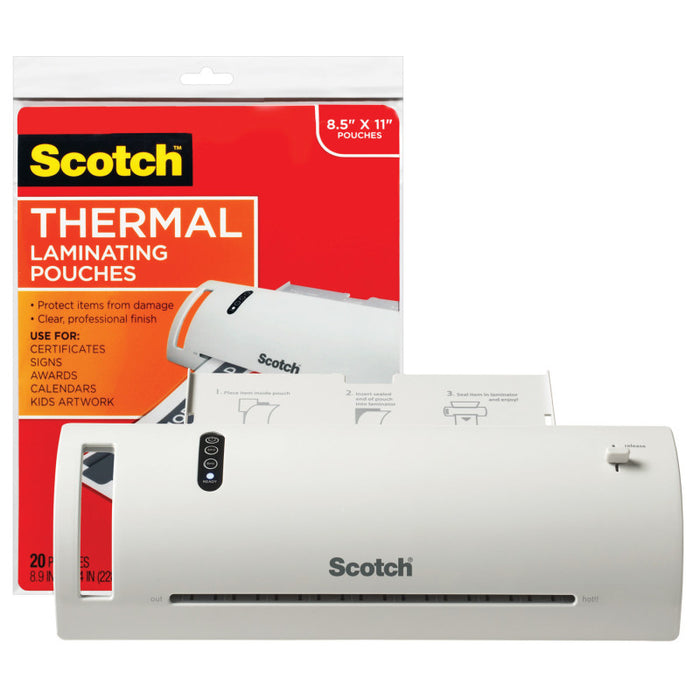Scotch MMMTL902VP Thermal Laminator Value Pack, 9" W, with 20 Letter Size Pouches