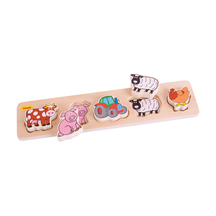 Bigjigs Toys BJTBB014 Chunky Lift & Match Farm Puzzle