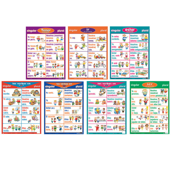 Poster Pals PSZP23 Spanish Verb Posters, Set of 7
