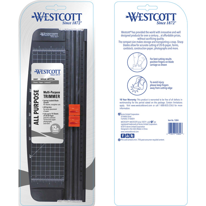 Westcott ACM15804 Multi-Purpose Personal Paper Trimmer, 12"