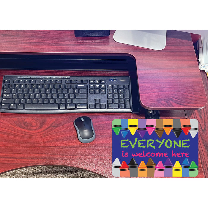 Smart Poly ASH12502 Computer Mouse Pad, 8" x 10", Everyone is Welcome Here, Crayons