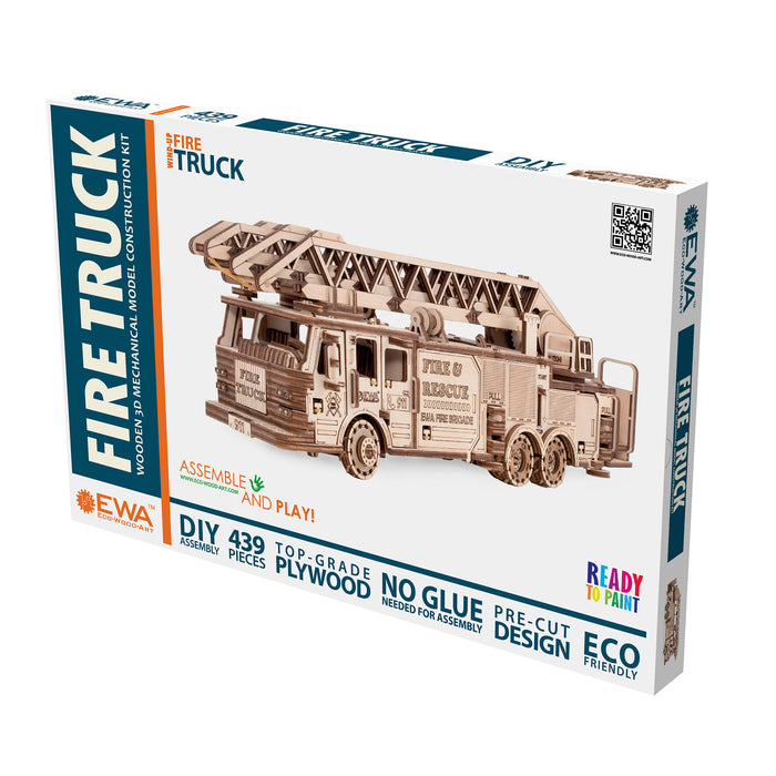 EWA Eco-Wood-Art AVRAV0523504 Fire Truck 3D Wooden STEM Construction Kit
