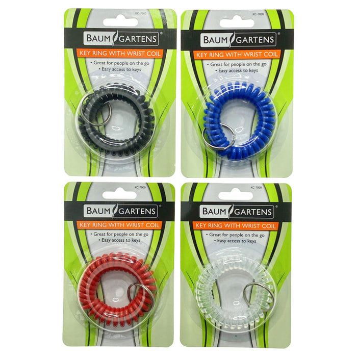 Baumgartens BAUMKC7000 Wrist Coil Key Chain, Assorted Colors, 1 Count