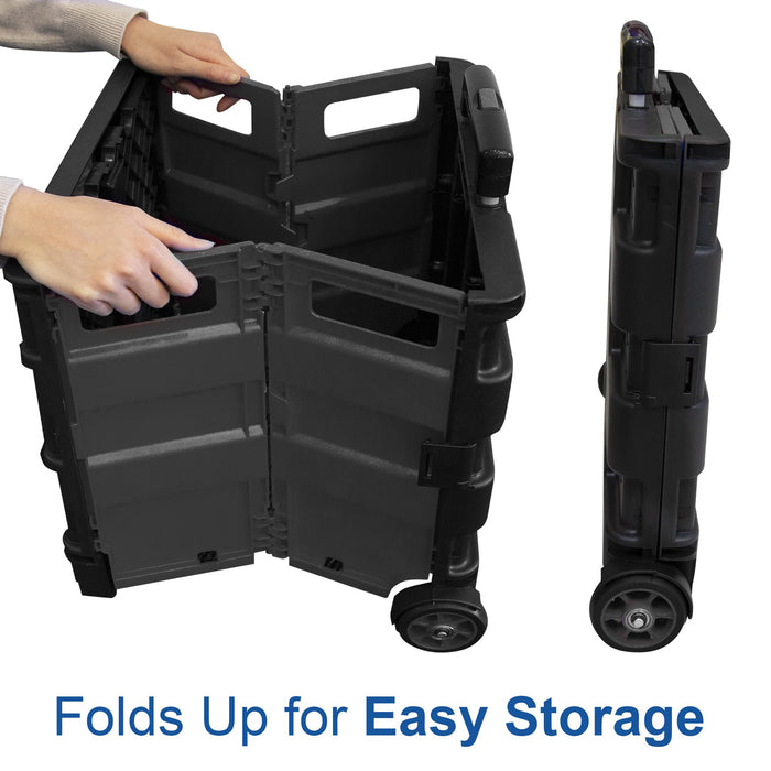 BAZIC Products BAZ2196 Folding Cart on Wheels w/Lid Cover, 16" x 18" x 15", Black/Gray
