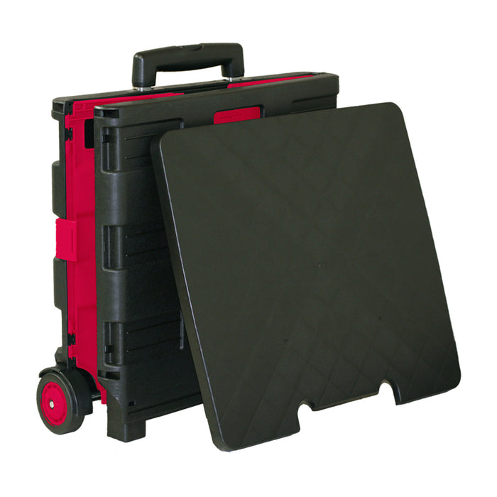 BAZIC Products BAZ2199 Folding Cart on Wheels w/Lid Cover, 16" x 18" x 15", Black/Red
