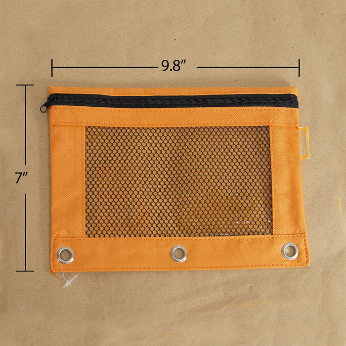 BAZIC Products BAZ810 3-Ring Pencil Pouch with Mesh Window, Retro Pastel Colors, 1 Pouch