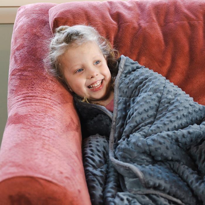 Bouncyband BBALPWB10GY Soft Fleece Weighted 10lb Medium Sensory Blanket for Kids, 65" x 45"