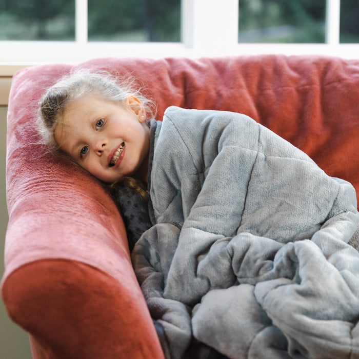 Bouncyband BBALPWB10GY Soft Fleece Weighted 10lb Medium Sensory Blanket for Kids, 65" x 45"
