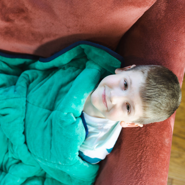 Bouncyband BBALPWB7BU Soft Fleece Weighted 7lb Small Sensory Blanket for Kids, 56" x 36"