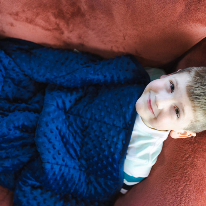 Bouncyband BBALPWB7BU Soft Fleece Weighted 7lb Small Sensory Blanket for Kids, 56" x 36"
