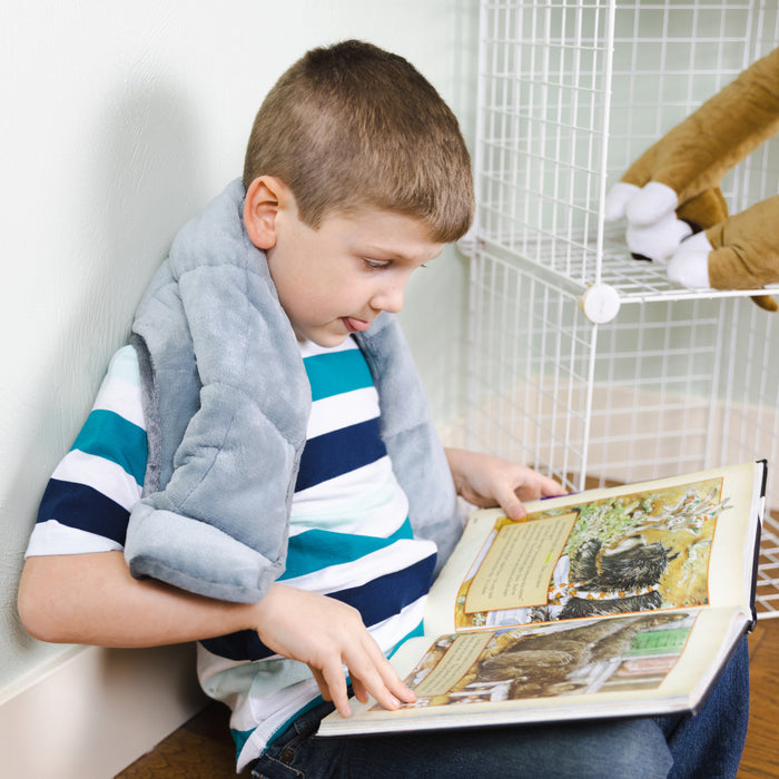 Bouncyband BBALPWR5GY Sensory Weighted Dual Texture Shoulder Wrap for Kids, 40" x 12"