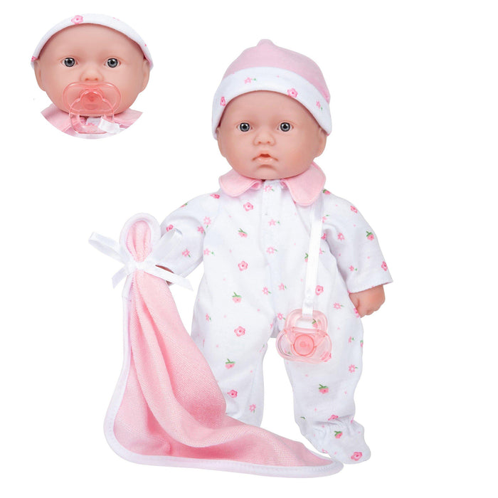 JC Toys BER13107 La Baby Soft 11" Baby Doll, Pink with Blanket, Caucasian
