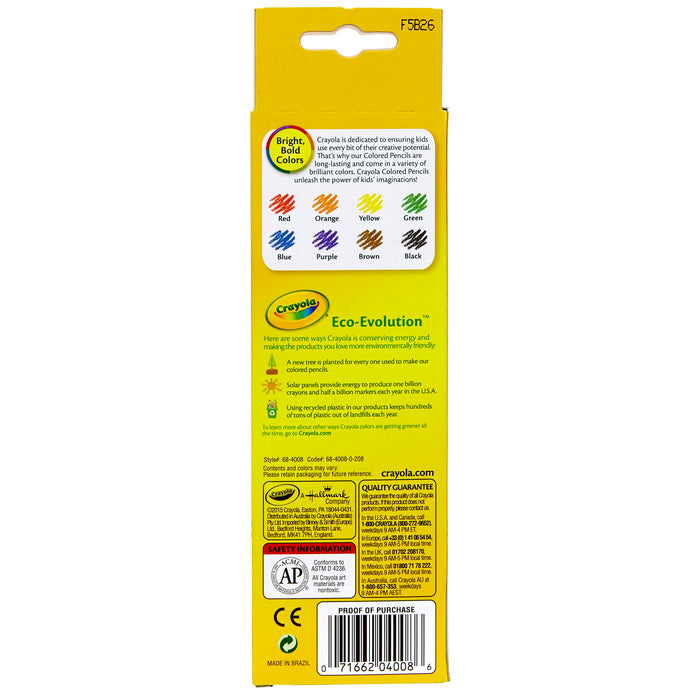 Crayola BIN4008 Colored Pencils, 8 Colors