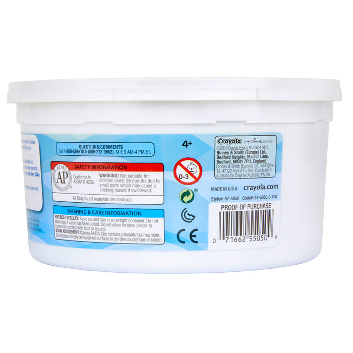 Crayola BIN575050 Air-Dry Clay, 2.5 Pounds Resealable Bucket, White