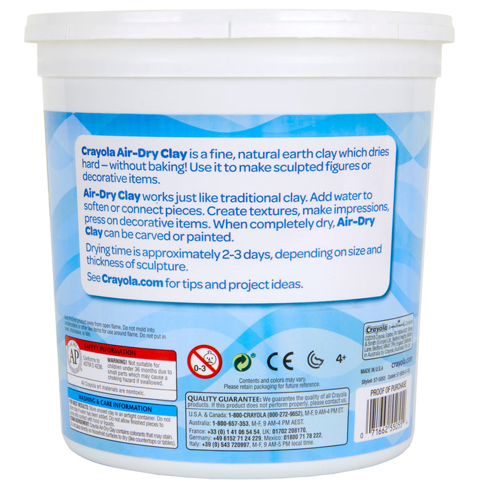 Crayola BIN575055 Air-Dry Clay, 5 Pounds Resealable Bucket, White