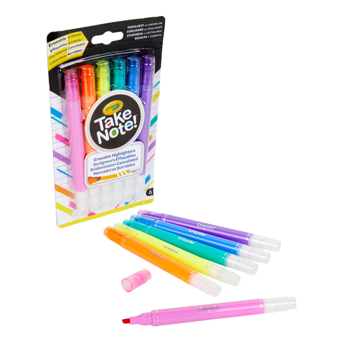 Crayola BIN586504 Take Note! Erasable Highlighters, Pack of 6