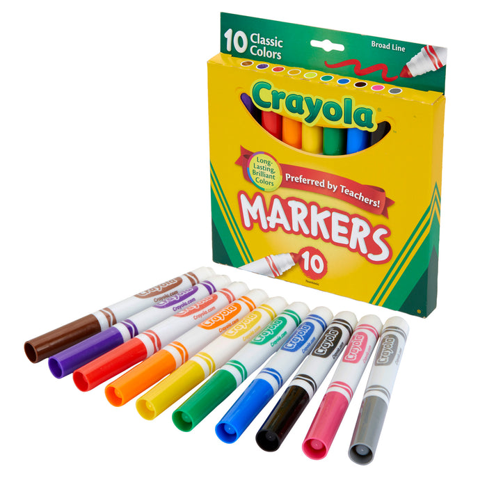 Crayola BIN587722 Broad Line Markers, Classic Colors, Pack of 10