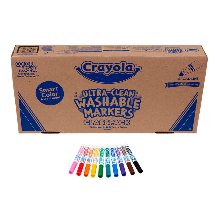 Crayola BIN588220 Ultra-Clean Washable Broad Line Markers, 200 Count