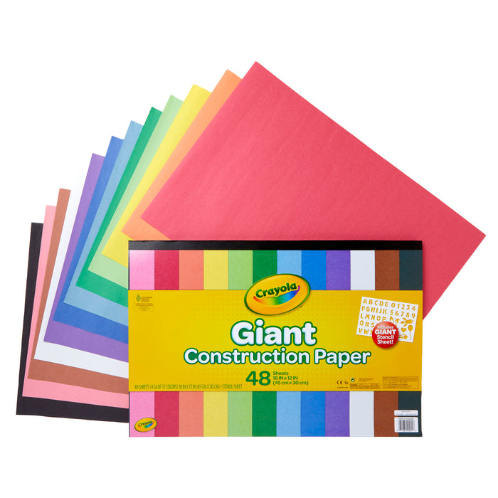 Crayola BIN990055 Giant Construction Paper Pad with Stencils, 48 Sheets