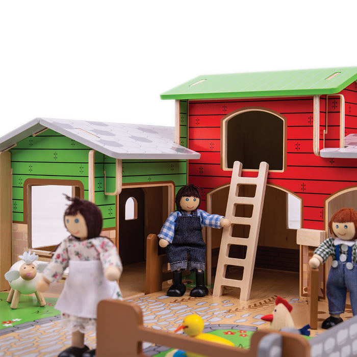 Bigjigs Toys BJTJT152 Cobblestone Farm Playset