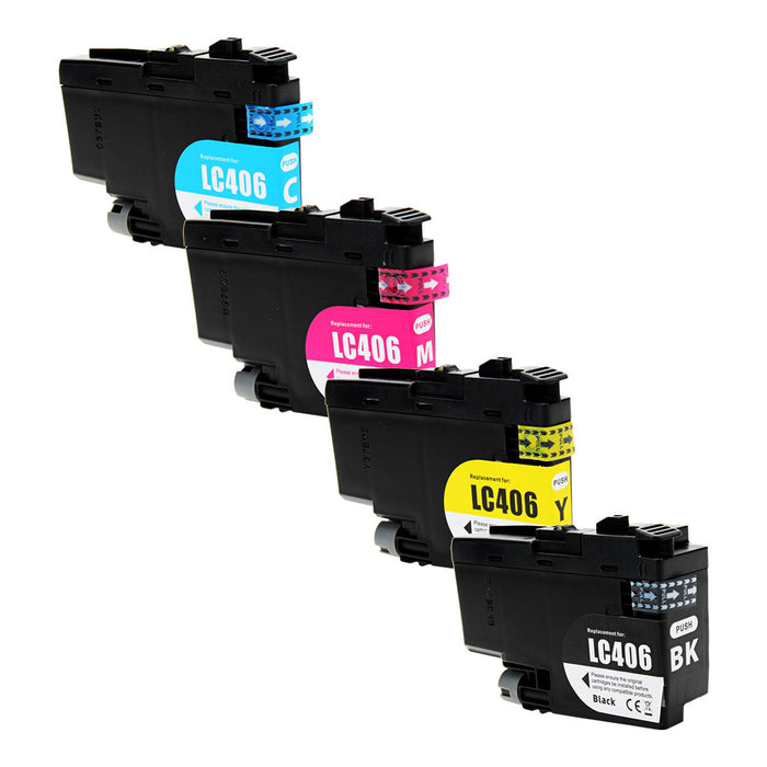 Brother Compatible LC406 4 Pack Ink Cartridge - 4 Pack - Black Cyan Magenta Yellow