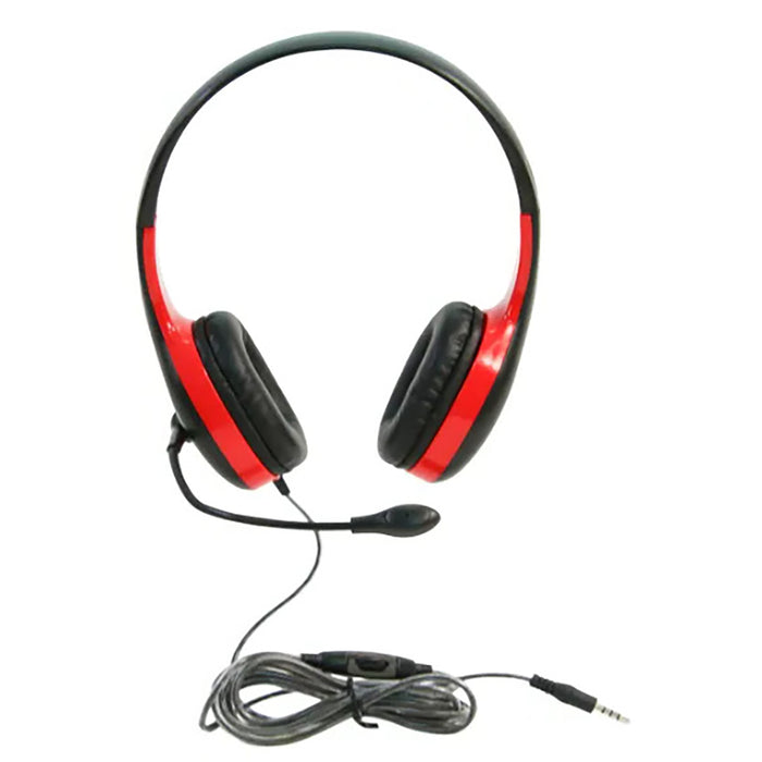 Califone CAFKH08GTRD On-Ear Headset with Gooseneck Microphone, 3.5mm, Red