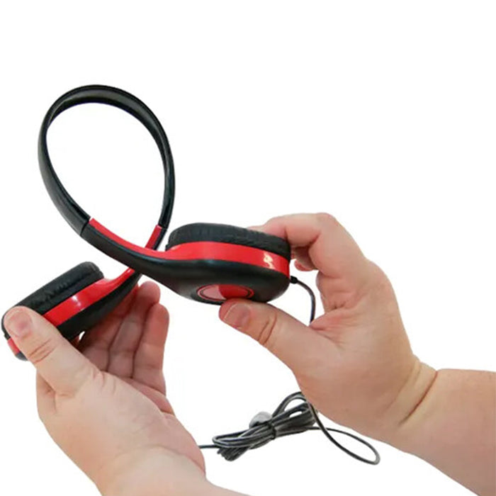 Califone CAFKH08NRD On-Ear Headphones with 3.5mm Plug, Red & Black