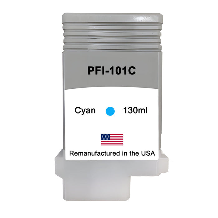 U.S. Remanufactured for Canon PFI-101C 130ml Cyan Ink Cartridge
