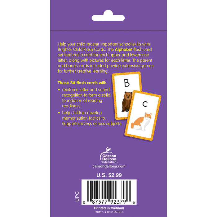 Brighter Child CD-0769646794 Alphabet Flash Cards, Upper and Lowercase Letter Recognition, 54 Cards